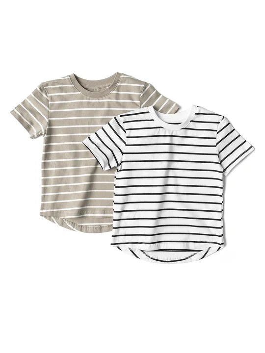 Khaki & White Pinstripe Tee