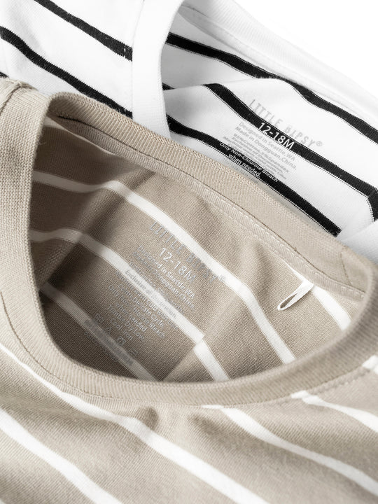 Khaki & White Pinstripe Tee