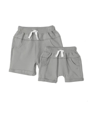 Hazy Grey Raw Edge Harem Shorts