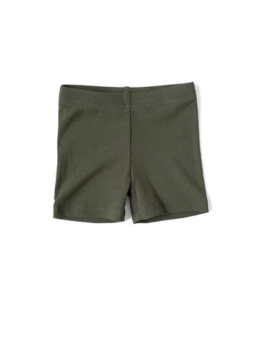 Ribbed Biker Shorts - Dark Moss