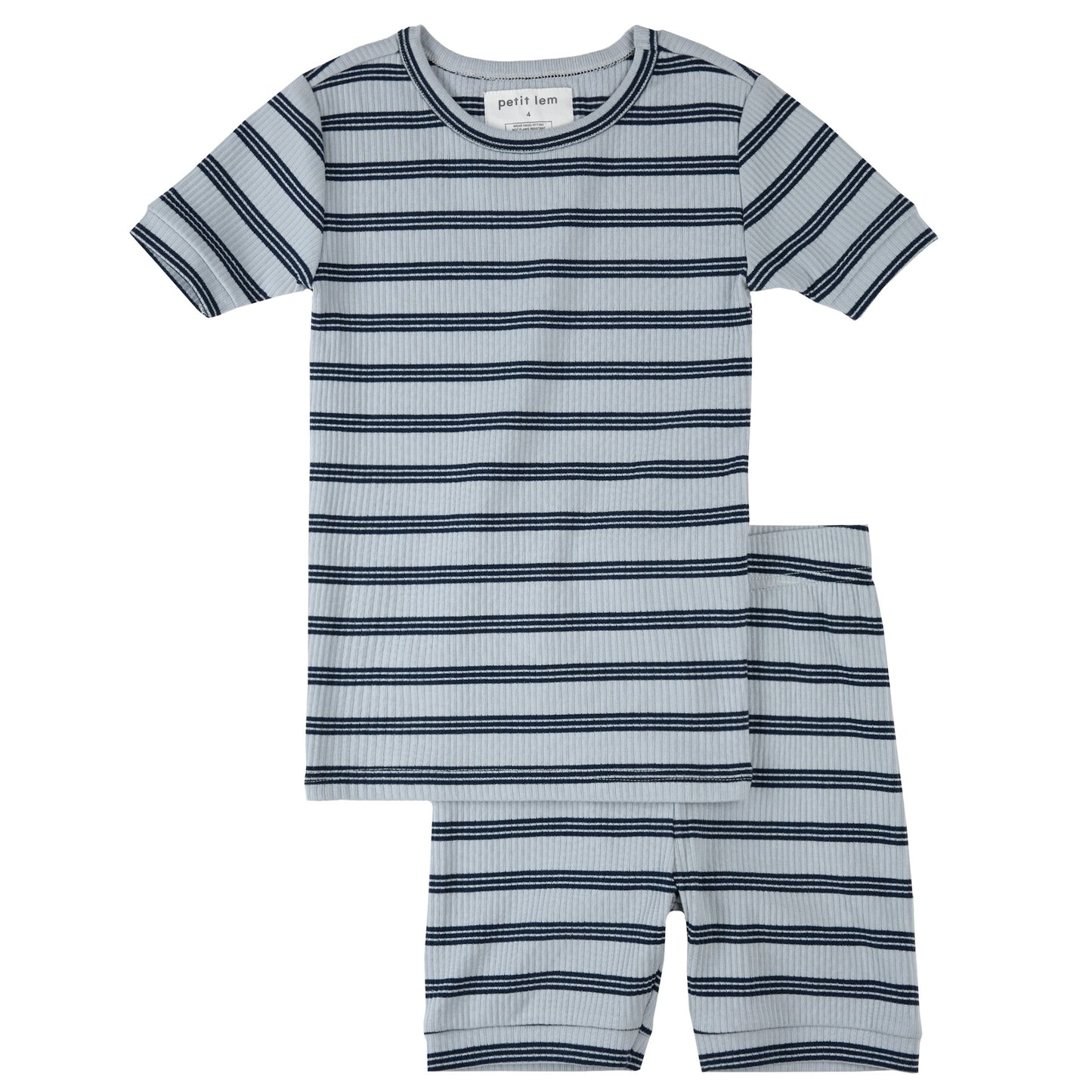 Blue Ribbed Short Set PJ Set