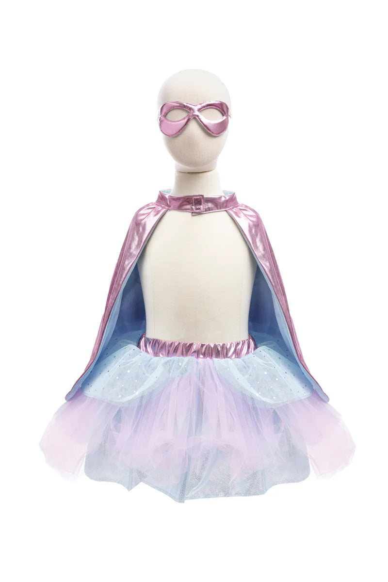 Super-duper Tutu, Cape & Mask, Metallic Pink & Light Blue (4-6 Years)