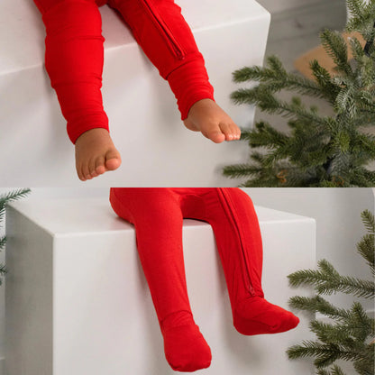 Santa Red Footless Zipper Sleepers