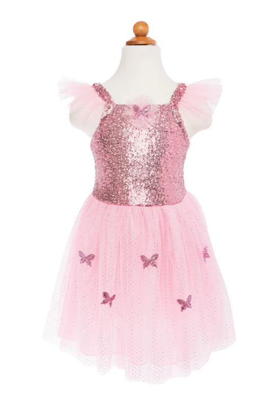 Pink Sequins Butterfly Dress & Wings (5-7 Years)