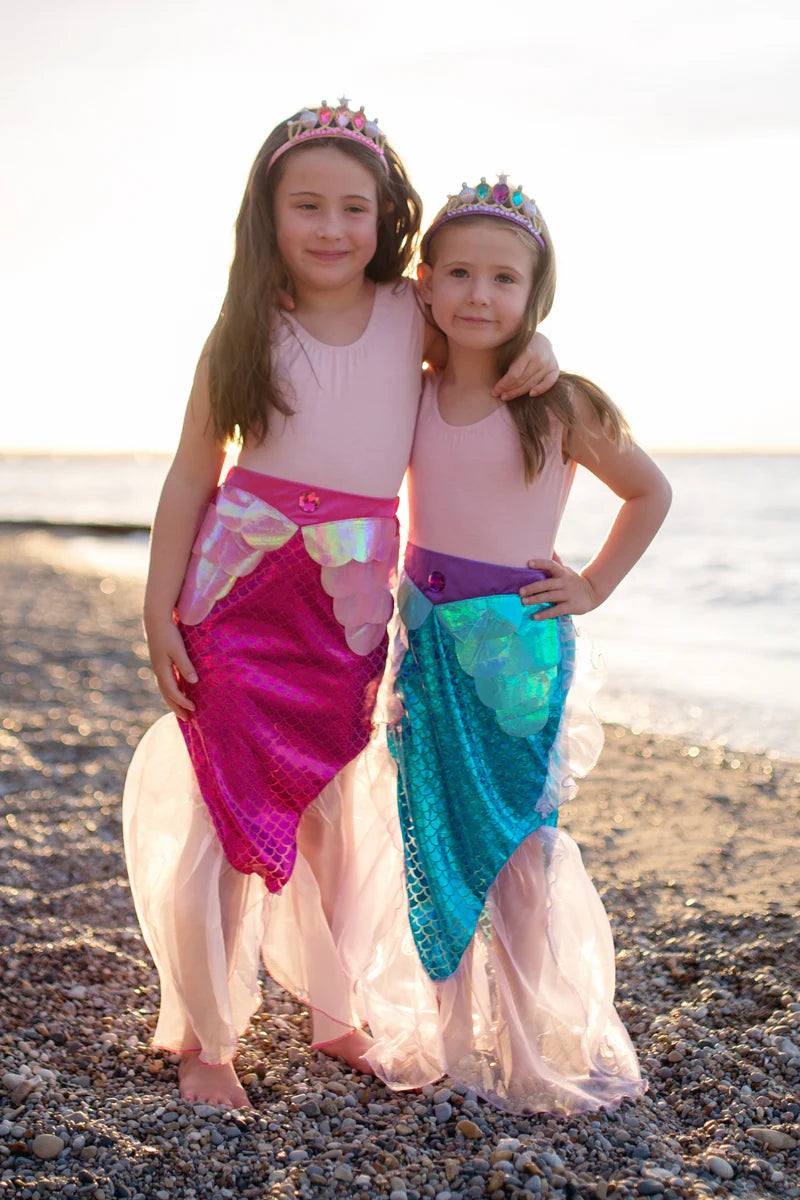 Mermaid Glimmer Skirt Set with Headband - Pink