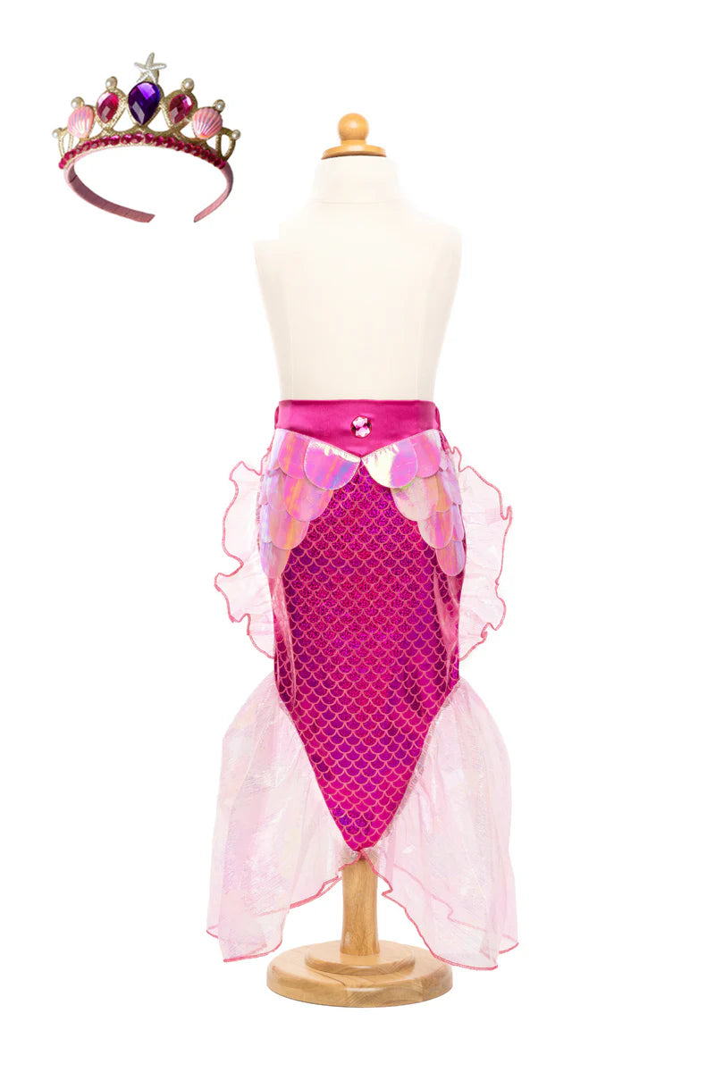 Mermaid Glimmer Skirt Set with Headband - Pink