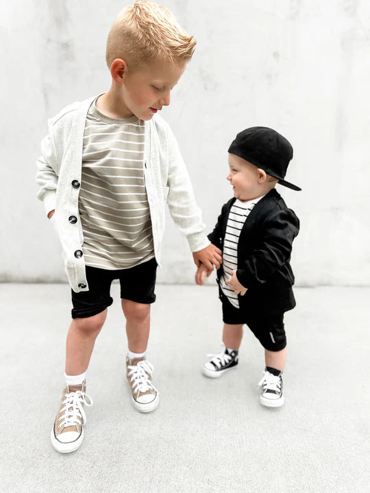 Khaki & White Pinstripe Tee