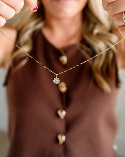 CZ Floral Charm Necklace