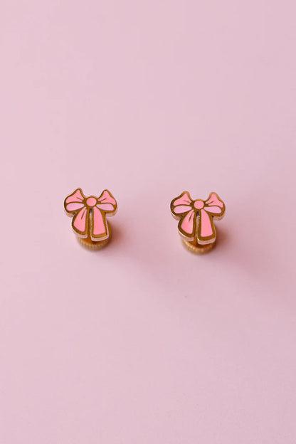 Pink Bow Studs