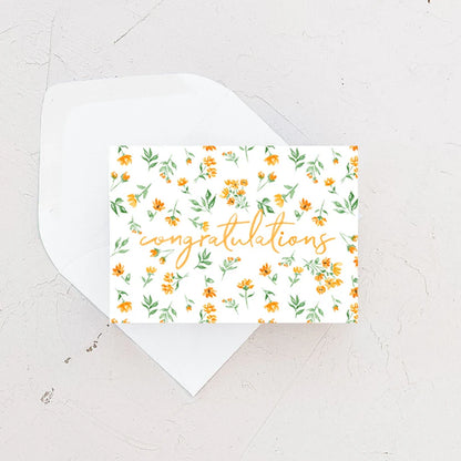 Orange Floral Congratulations Card