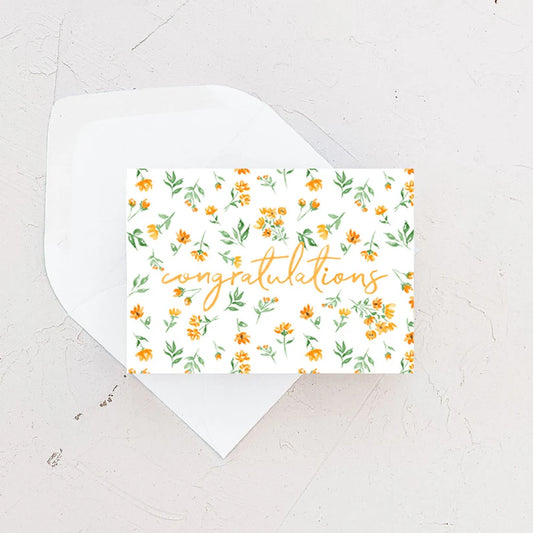 Orange Floral Congratulations Card