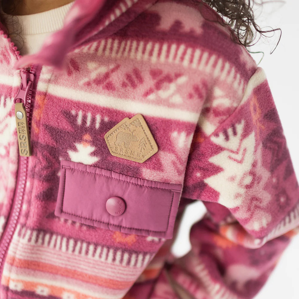 Pink Fleece Jacket With Patterns