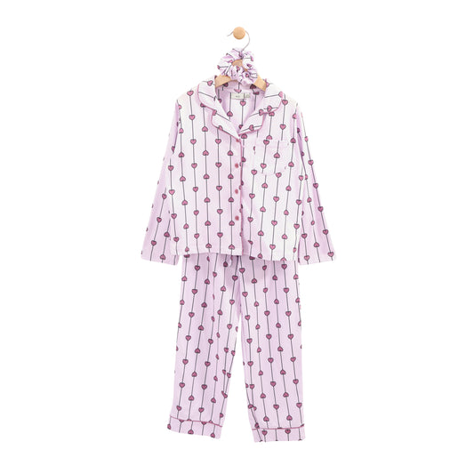 Lilac Heart 2 Piece PJ with Scrunchie