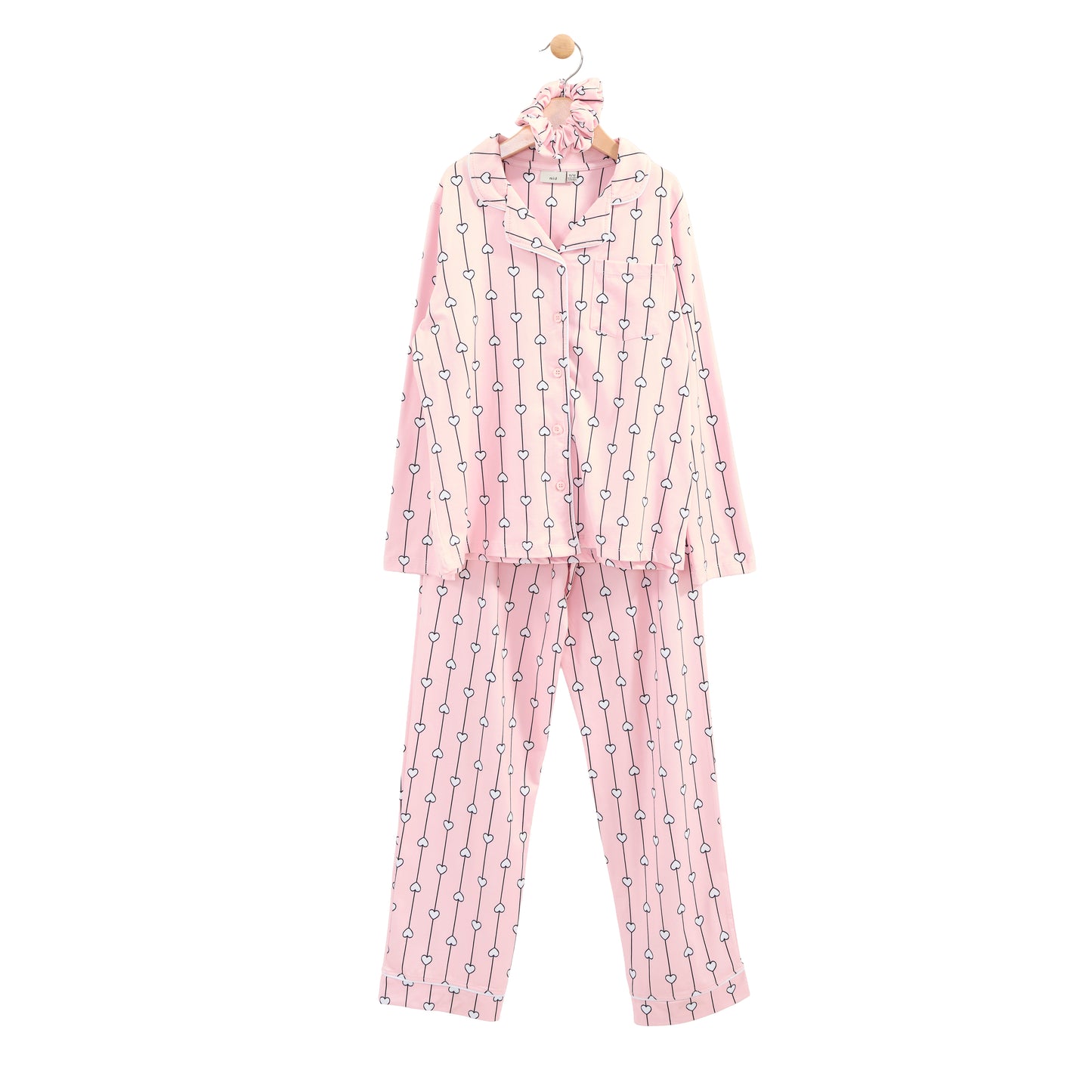 Pink Heart 2 Piece PJ with Scrunchie