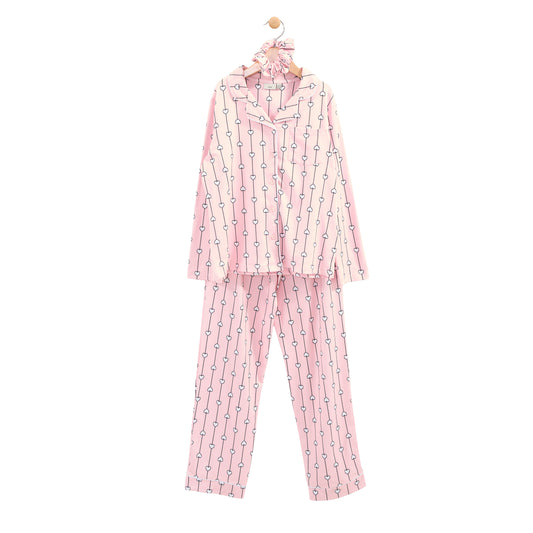 Pink Heart 2 Piece PJ with Scrunchie