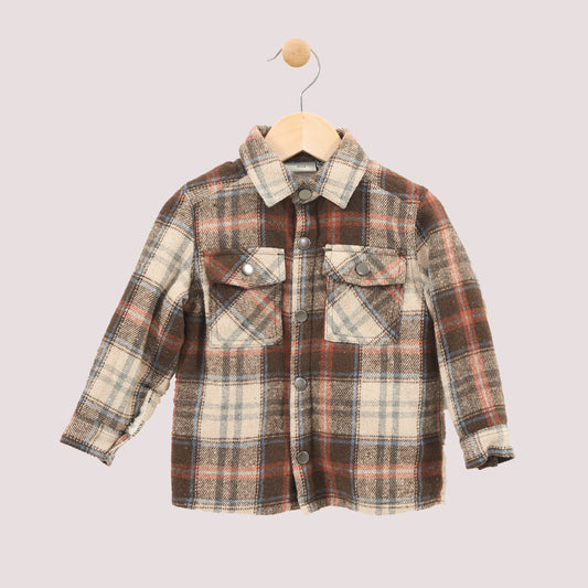 Baby Brown/Orange Plaid Shacket