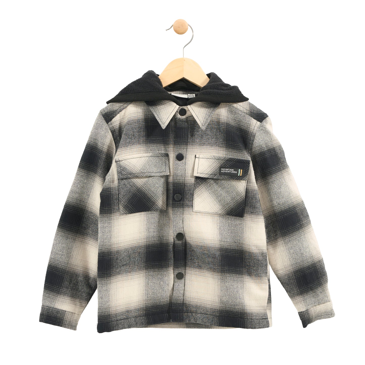 Kids Black & White Shacket with hood