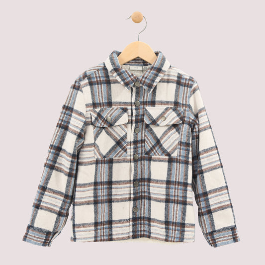 Baby White/Blue Plaid Shacket
