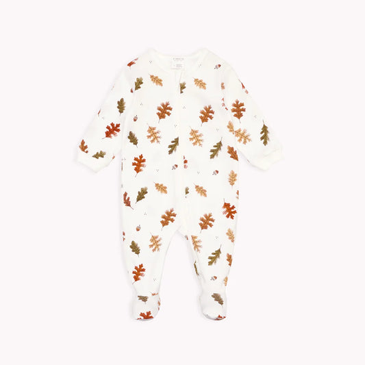 Foliage Print on Off-White Footed Sleeper