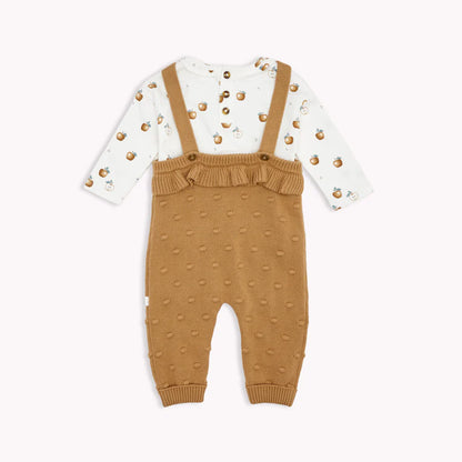Tan Heather Sweaterknit Overalls Set