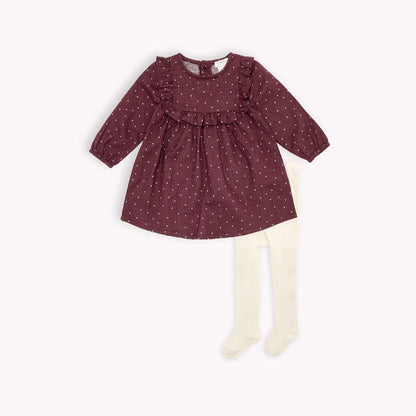Crème Dots on Flannel Dress Set