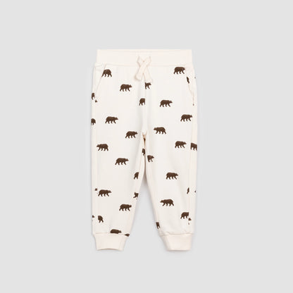 Baby Grizzly Print on Crème Baby Joggers