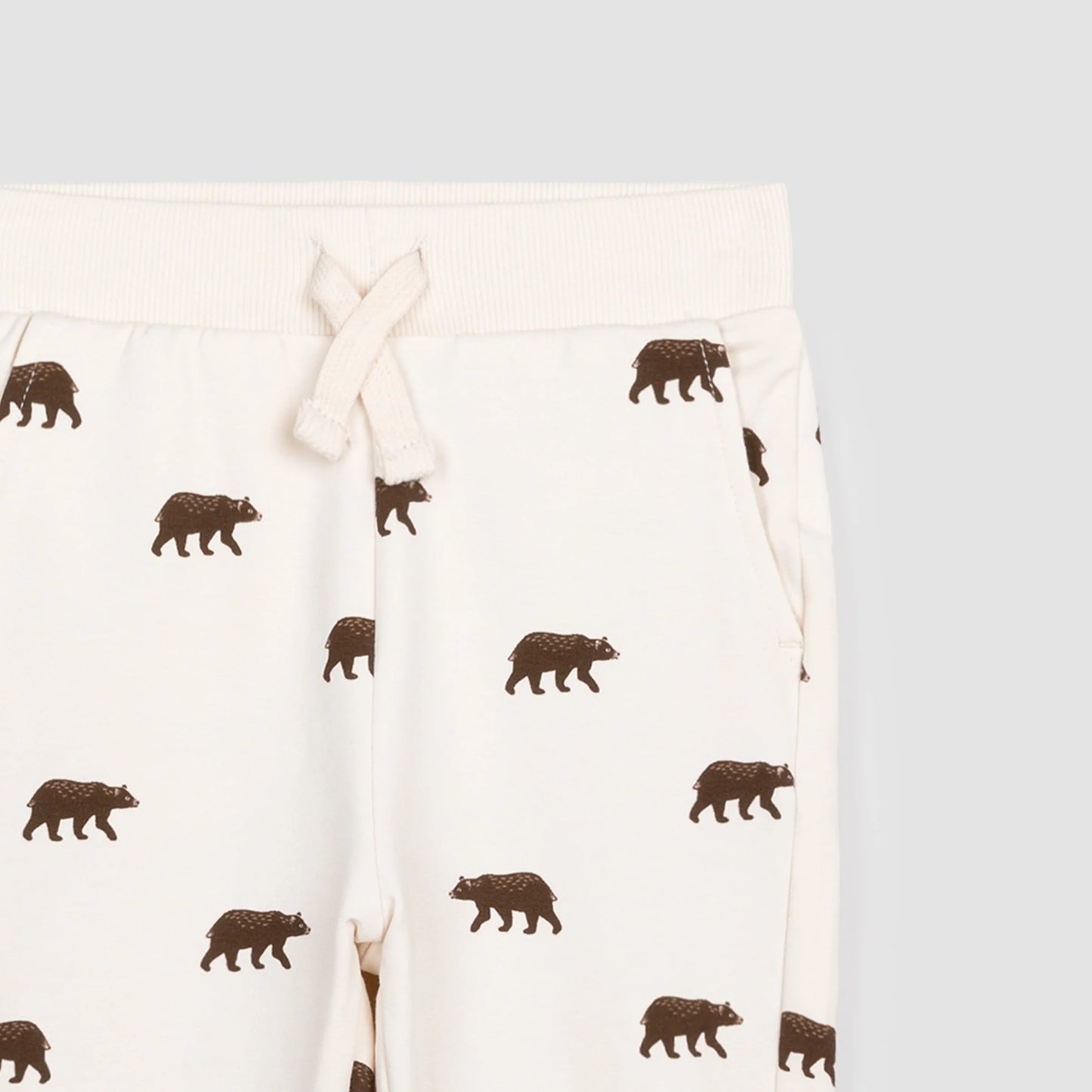 Baby Grizzly Print on Crème Baby Joggers