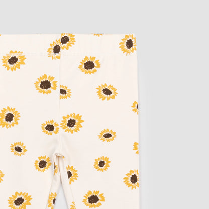 Sunflower Print on Crème Terry Leggings (6 MONTHS)