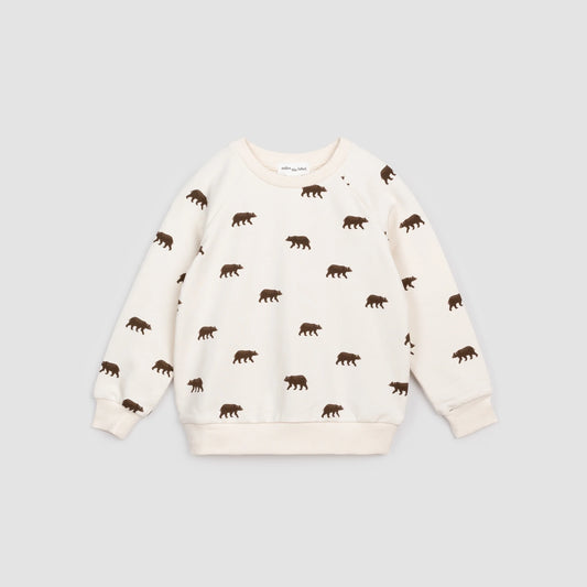 Kids Grizzly Print on Crème Sweatshirt