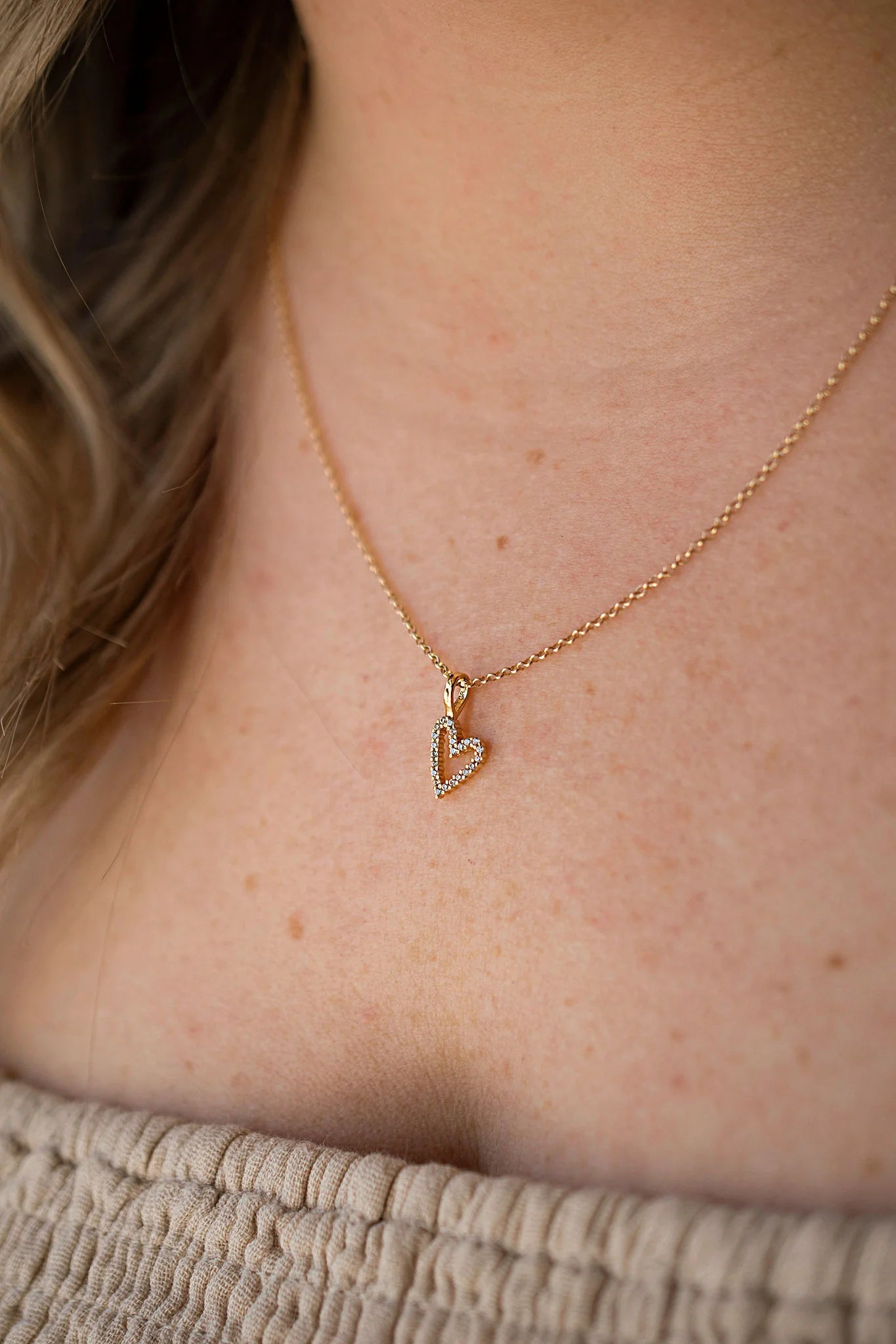 CZ Heart Charm Necklace