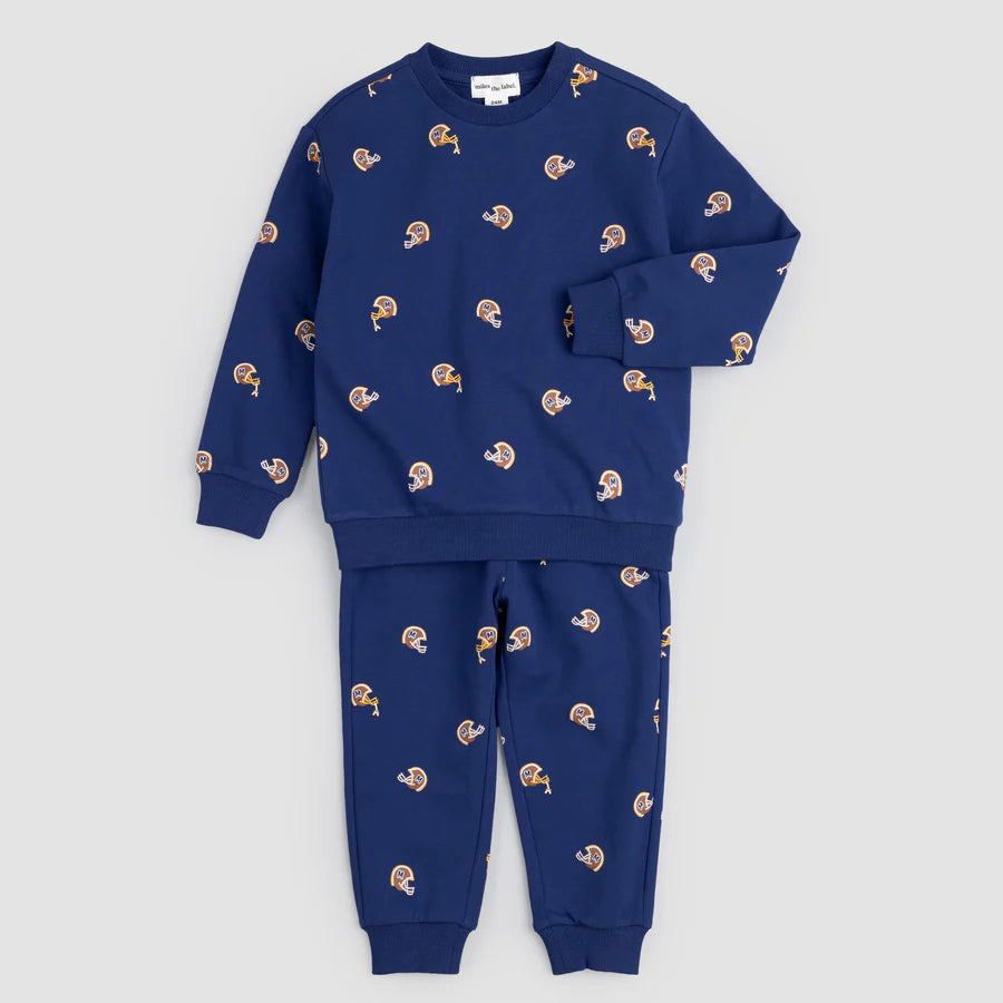 Baby Football Helmet Print Navy Suit