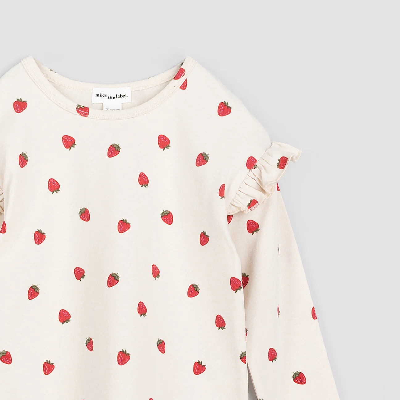 Strawberry Print on Birch Jersey Top