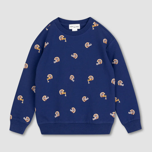 Kids Football Helmet Print Navy Sweater