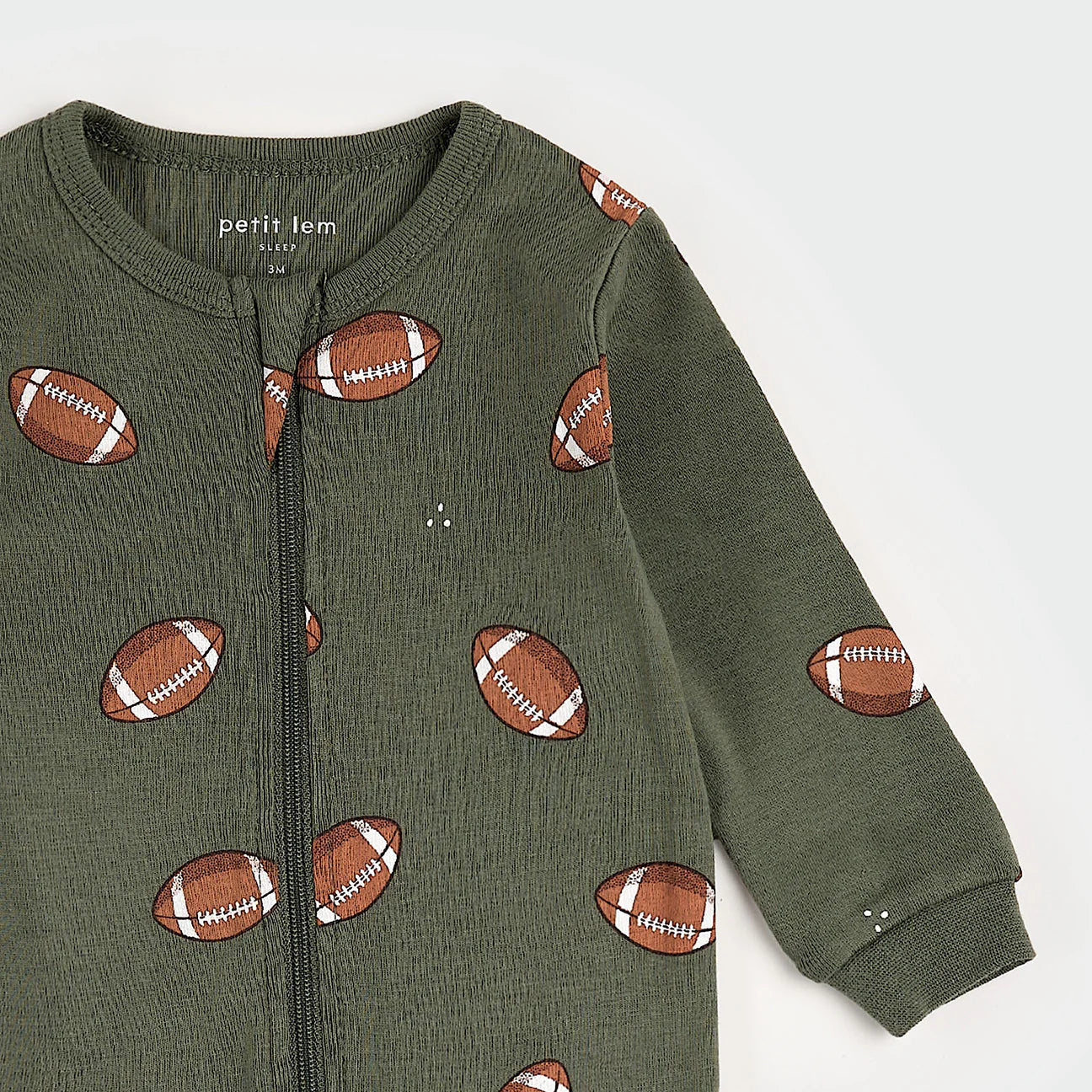 Football Print on Agave Green Sleeper