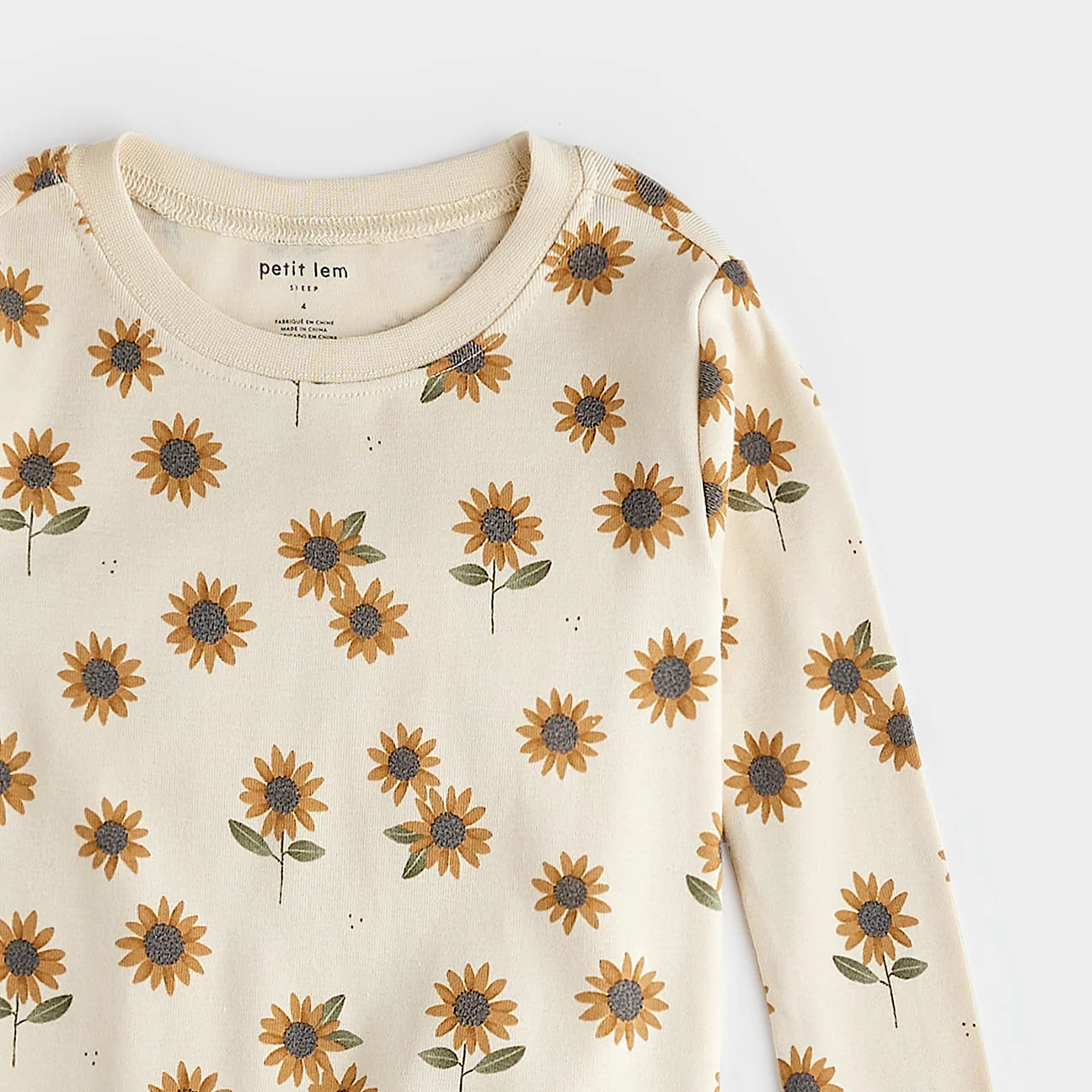 Sunflower Print on Antique White PJ Set