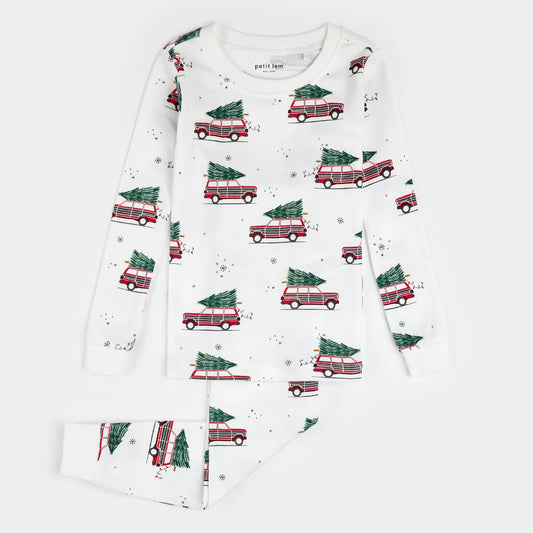 Festive Cars Print PJ Set