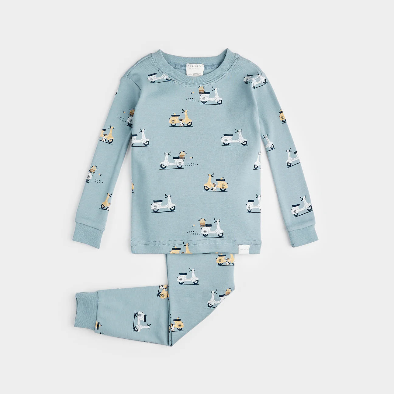 Motorino Print on Light Blue Infant PJ Set