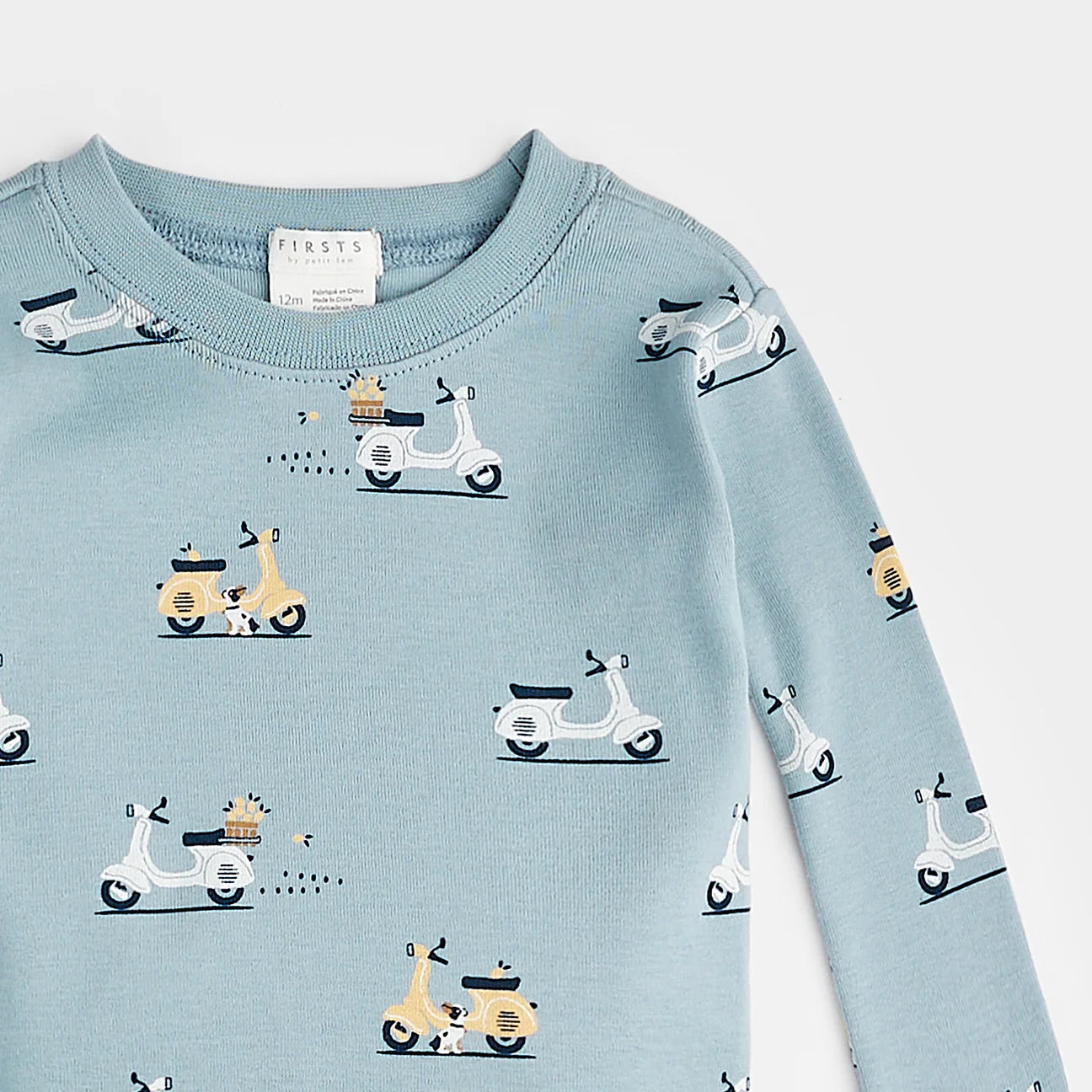 Motorino Print on Light Blue Infant PJ Set