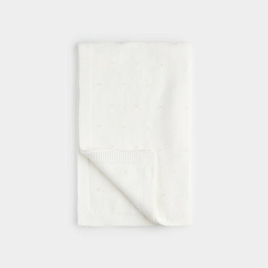 White Pointelle Knitted Blanket