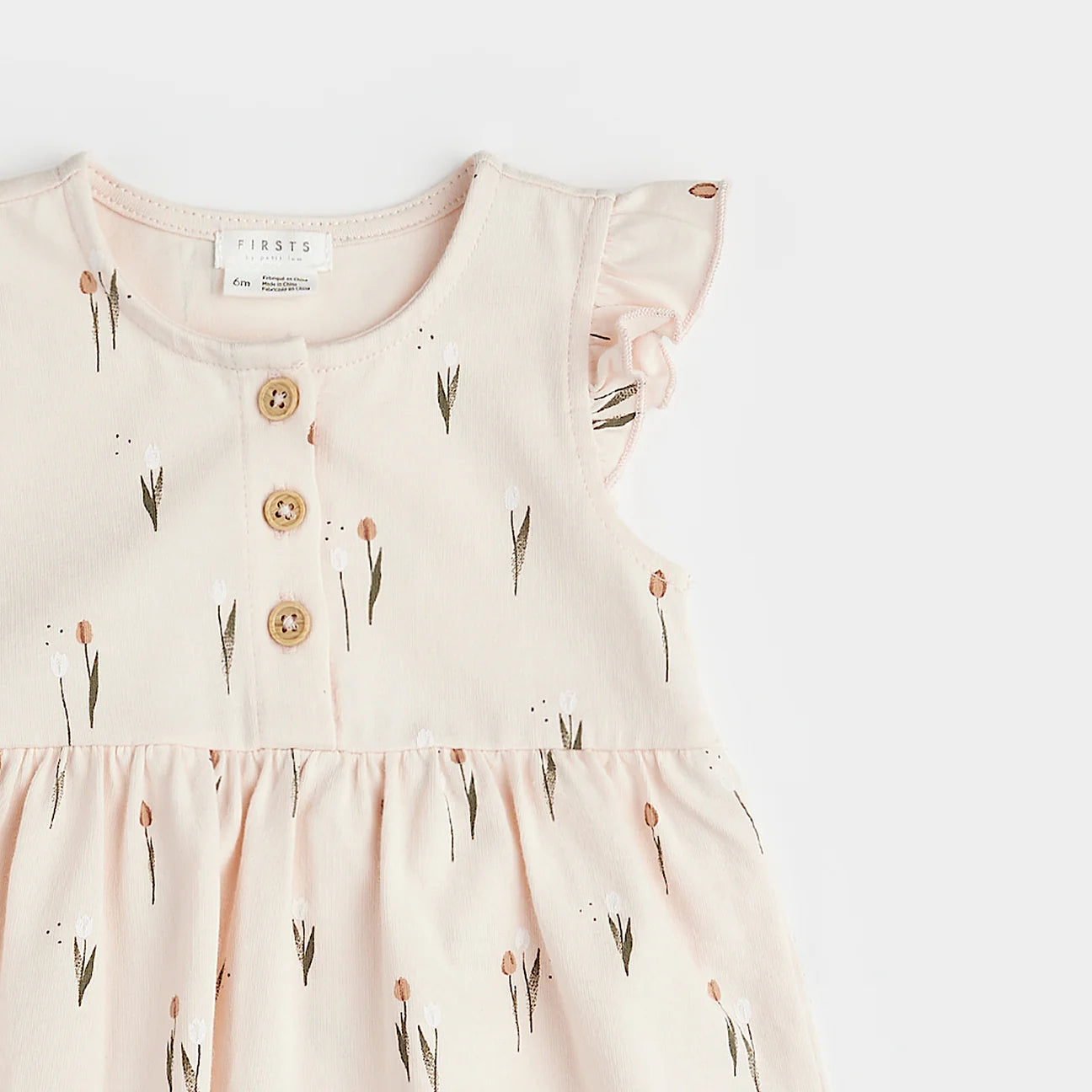 Baby Tulip Print on Silver Peony Dress