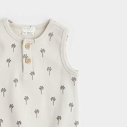 Palm Tree Ribbed Bubble Romper