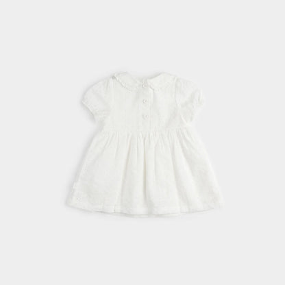 Baby White Eyelet Dress and Tights Set (3 pc)