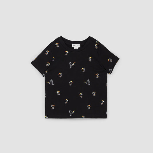 Toucan Print on Black T-Shirt