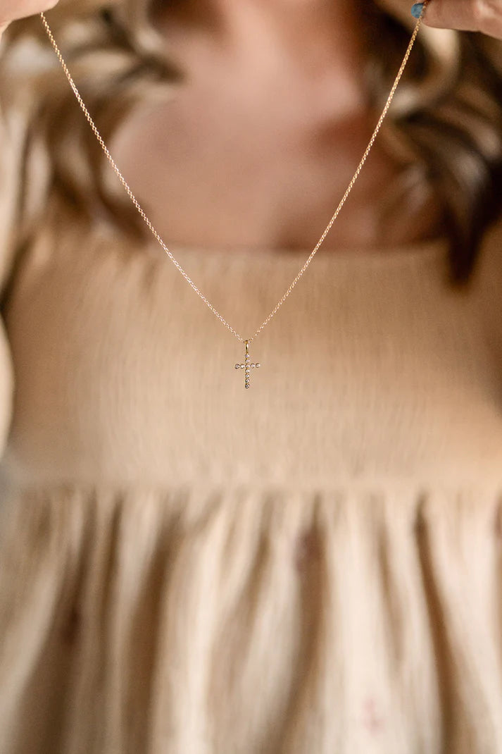 CZ Cross Charm Necklace