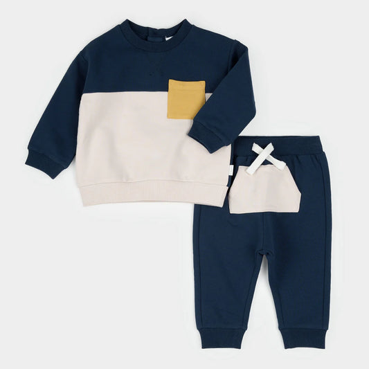 Colour Block Dress Blue Outfit Set