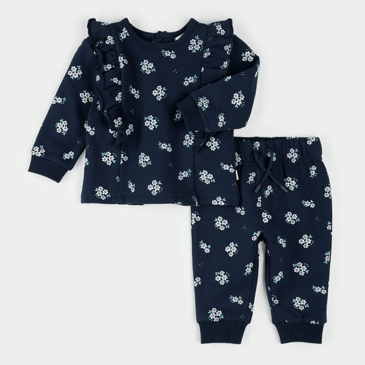 Floral Print on Blue Outfit Set
