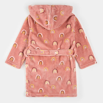 Rainbow Print on Pink Plush Robe
