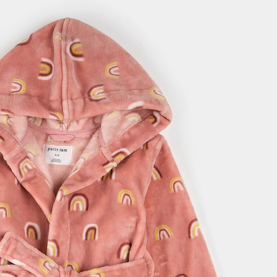 Rainbow Print on Pink Plush Robe