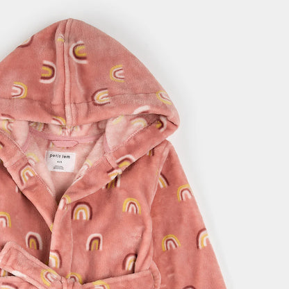Rainbow Print on Pink Plush Robe