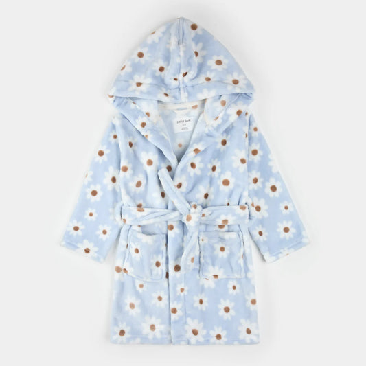 Daisy Print Light Blue Plush Robe